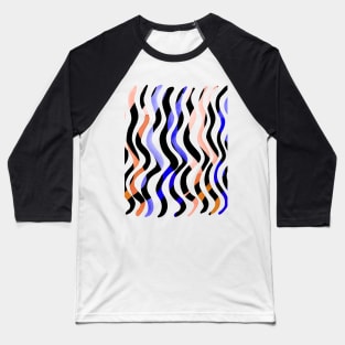 Wavy lines - orange, blue and black Baseball T-Shirt